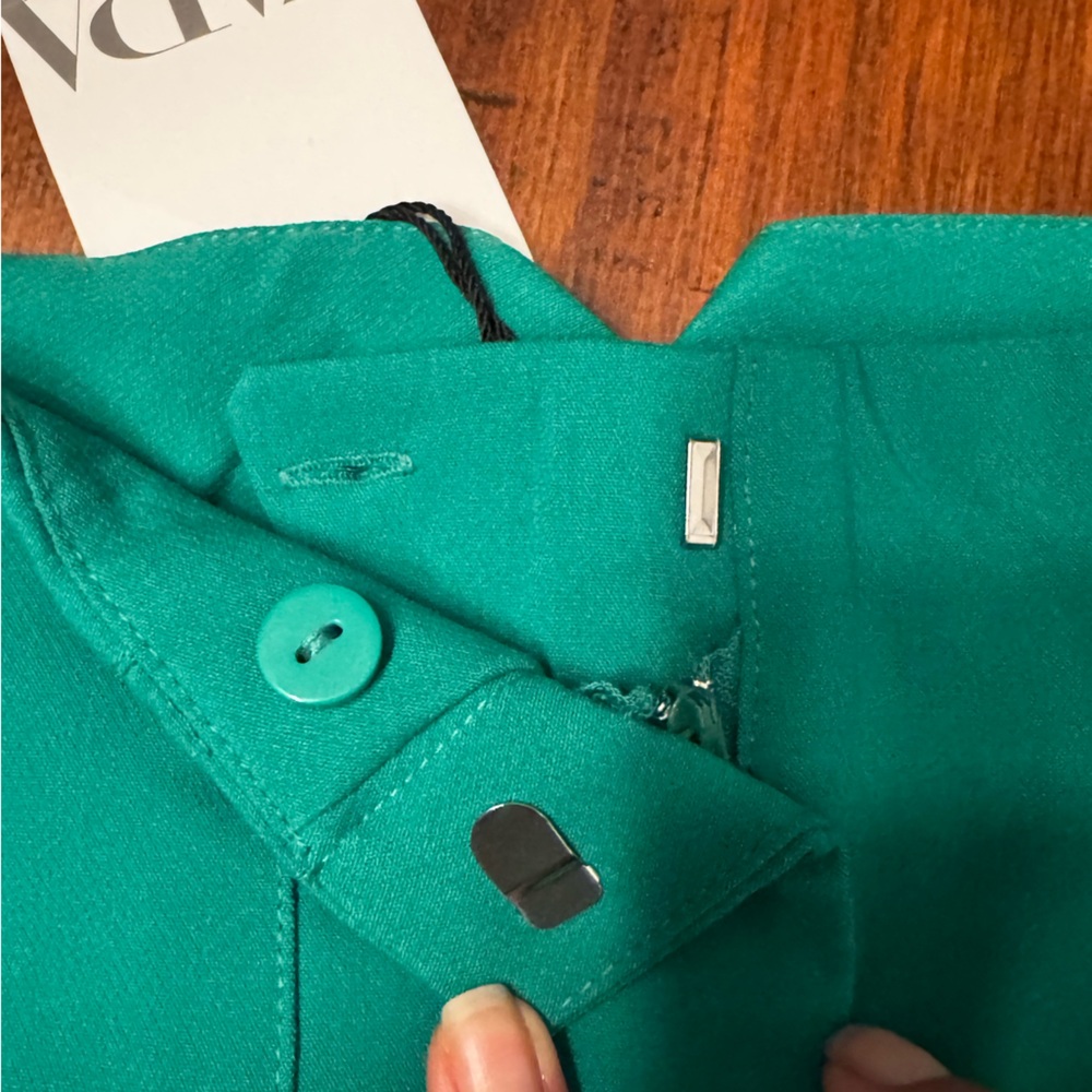 Zara High-Waisted Trousers- Green - Picture 4 of 6
